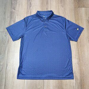 Jack Nicklaus Golf Polo Shirt Men's L Blue All Over Square Print Short Sleeve